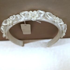 Ivory Satin & Pearl Headband Toddler Flower Girl/Communion/Special Occasion NWT